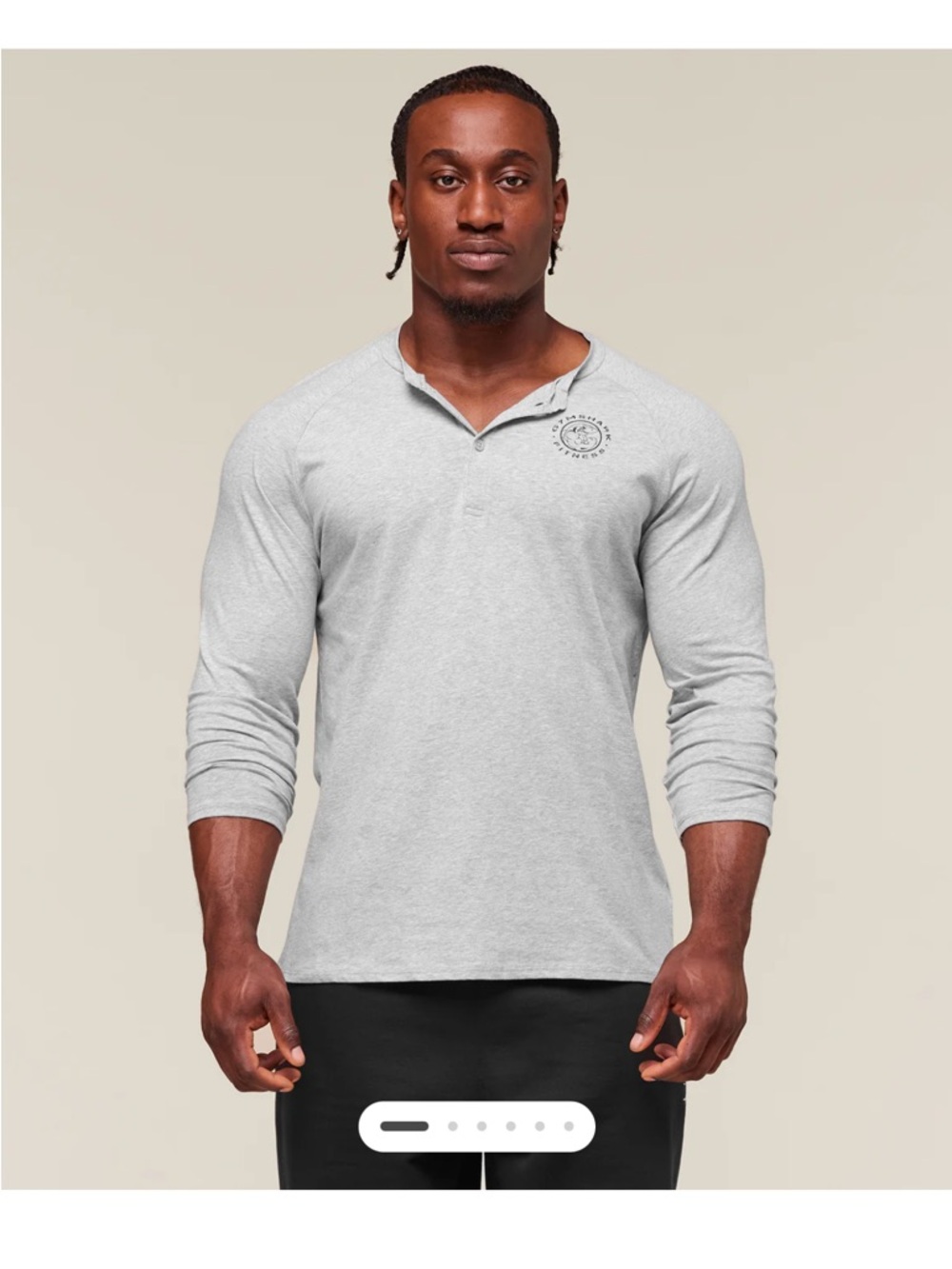 Gymshark Men’s Legacy Henley Long Sleeve Shirt Light Gray S